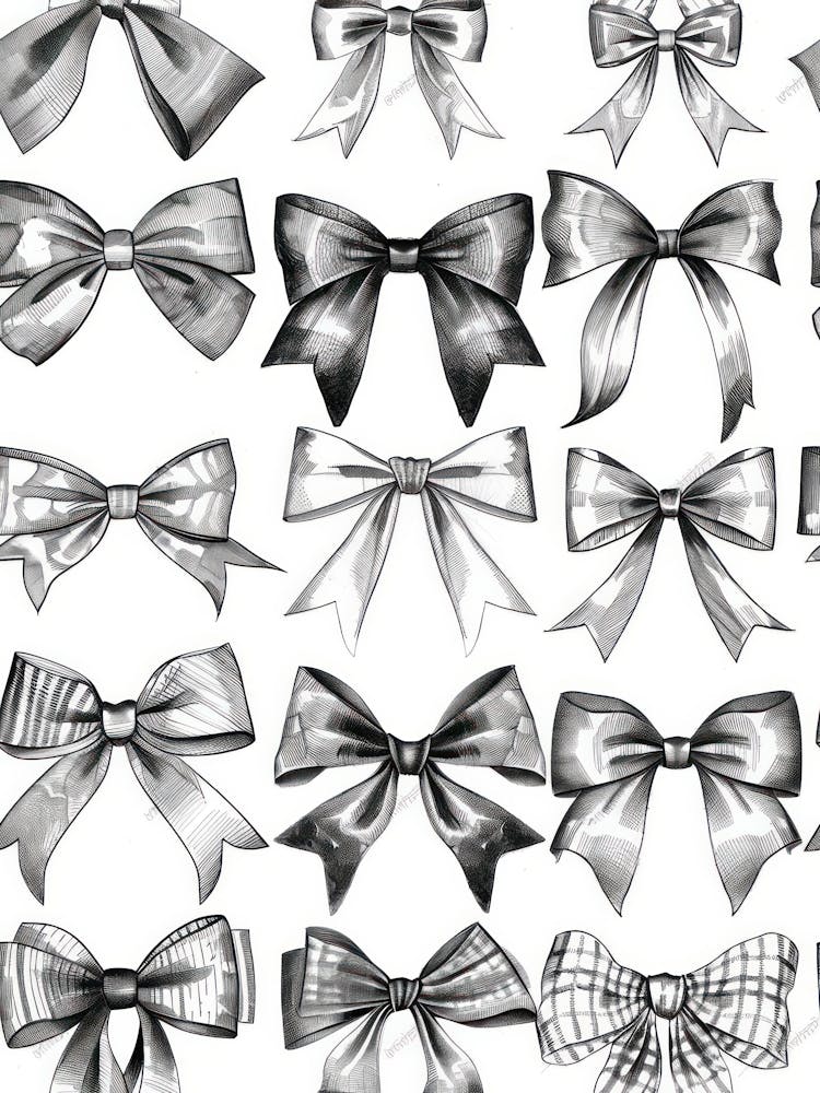 Black And White Bows 2 Pattern