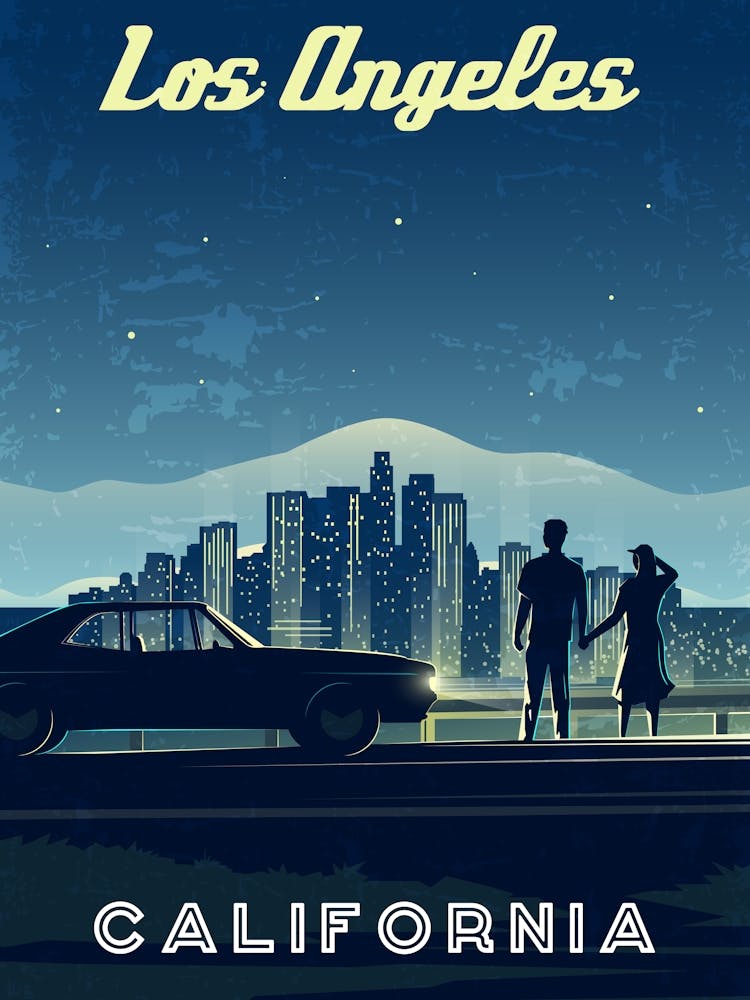 Los Angeles, California — Retro travel minimalist poster