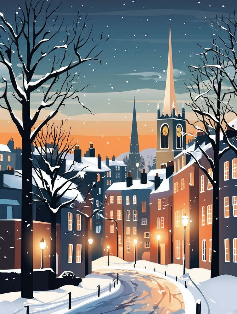 Winter Travel Night Illustration St Andrews United Kingdom 4
