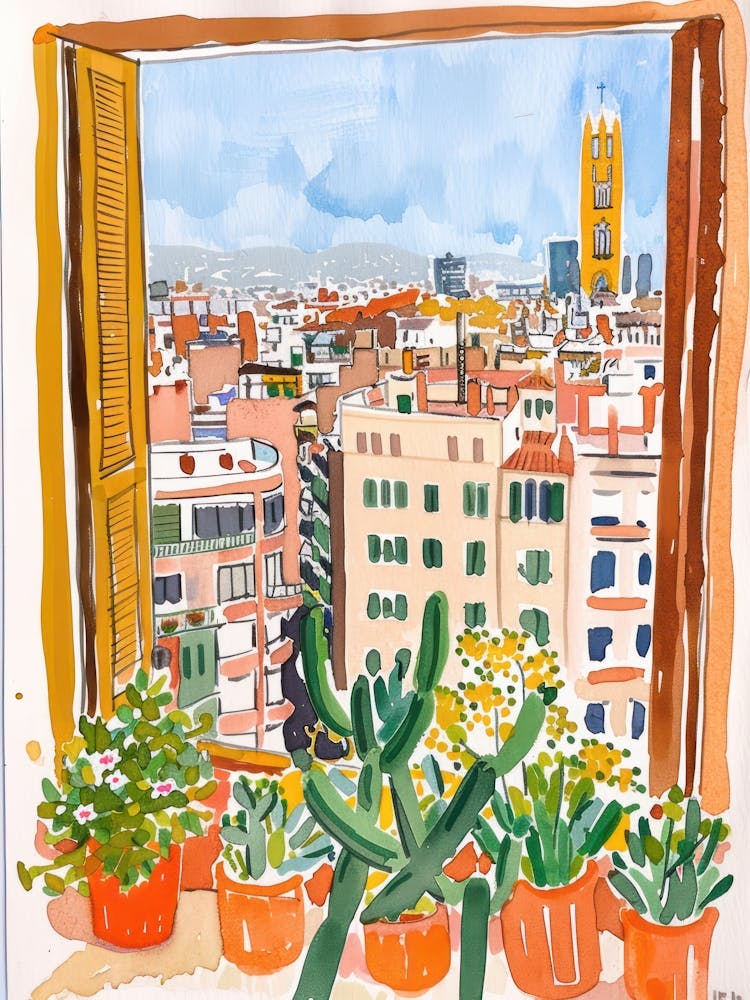 Travel Poster Happy Places Barcelona 2