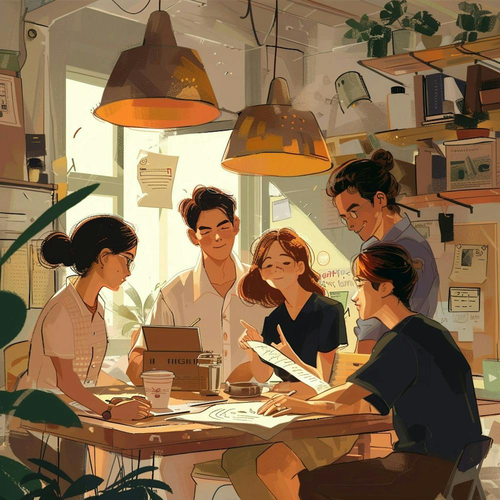 A Team Brainstorming Lofi Illustration 1718665794 1