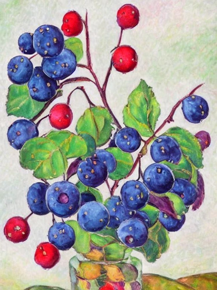 Salal Berry Vintage Sketch Fruit