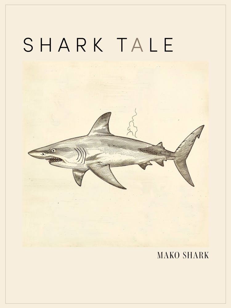 Mako Shark Vintage Illustration 6 Poster