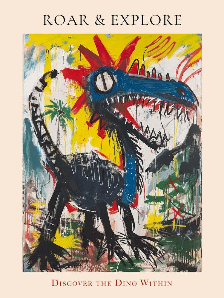 Wild Cartoon Brushstroke Dinosaur 4 Poster