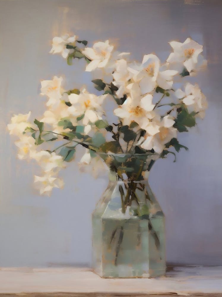 Flower Vase Still Life Painting, Neutral Still Life Painting, Vintage Kitchen Print, Neutral Flower Oil Painting, Farmhouse Decor, Printable