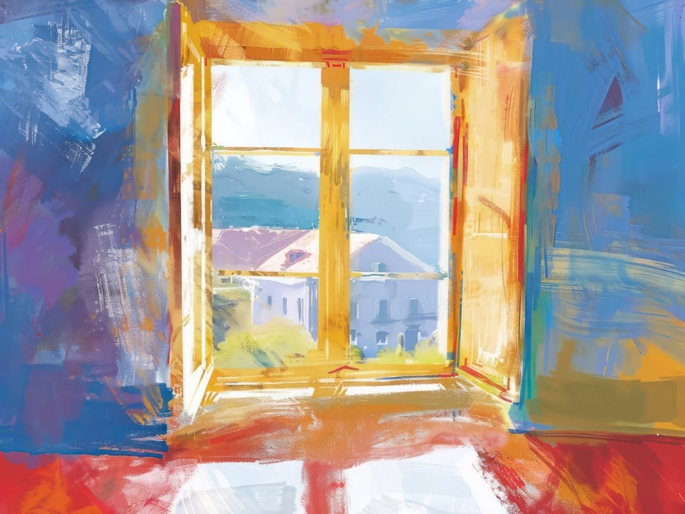 Bergen From The Window View Painting 3