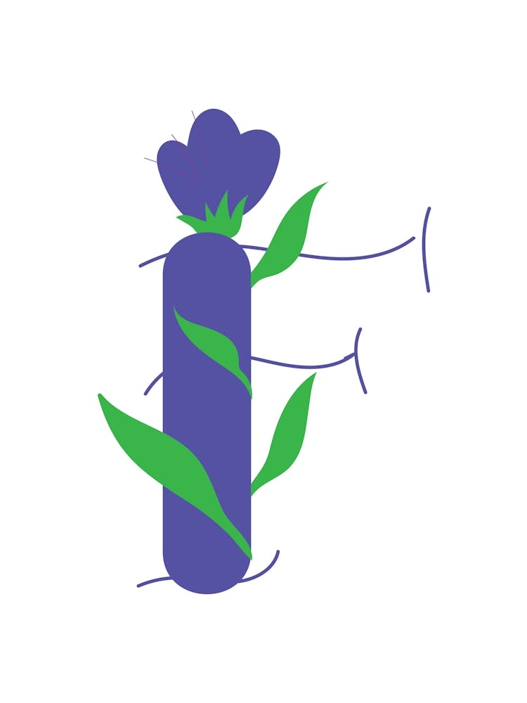 Living Room Floral Letters Purple 06