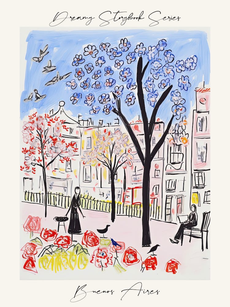Poster Of Buenos Aires, Dreamy Storybook Illustration 2
