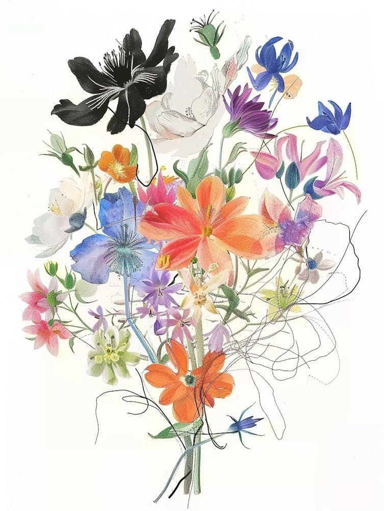 Nigella 5 Collage Flower Bouquet