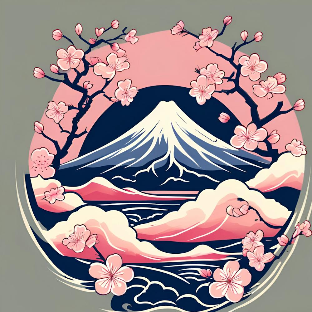 Cherry Blossoms On Mount Fuji