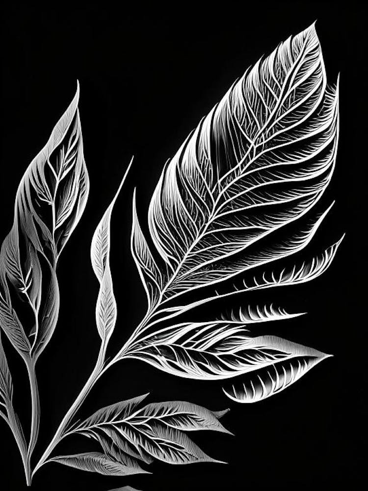 Willow Leaf Linocut 2