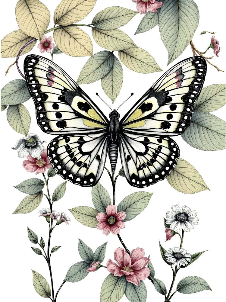 Butterfly And Flowers 2