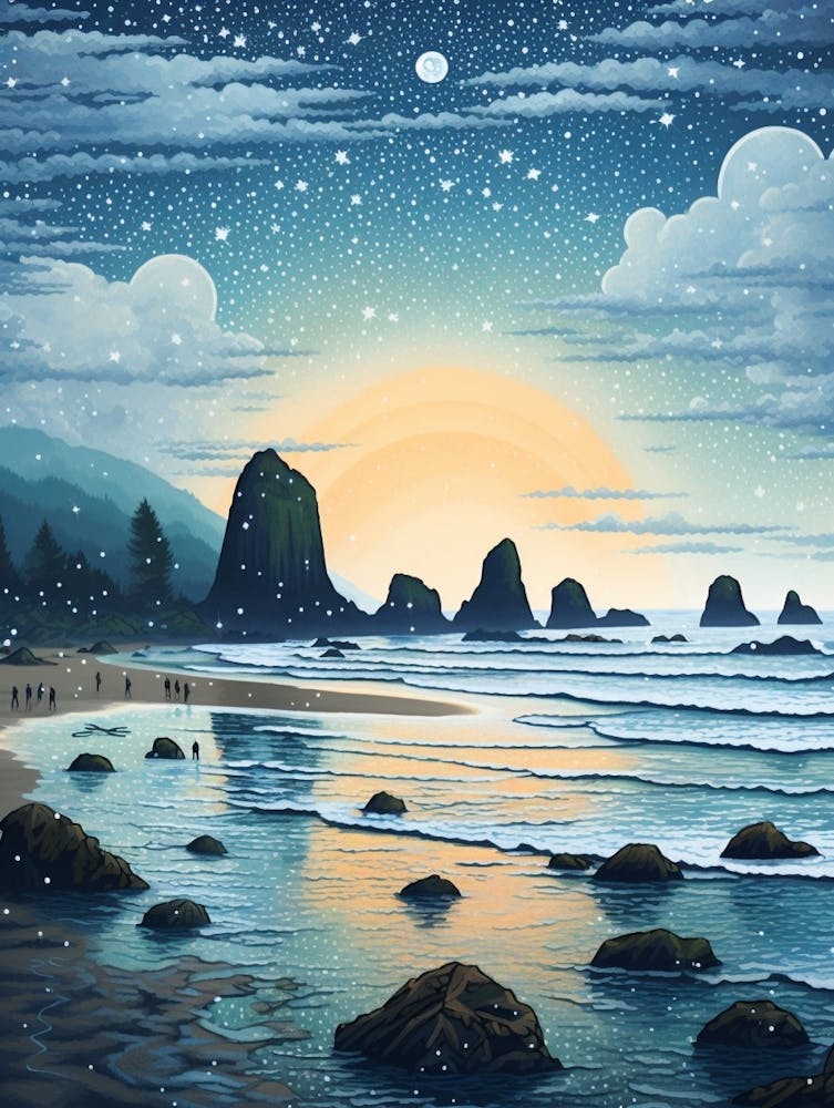 Cannon Beach Washington Retro Pop Art 11