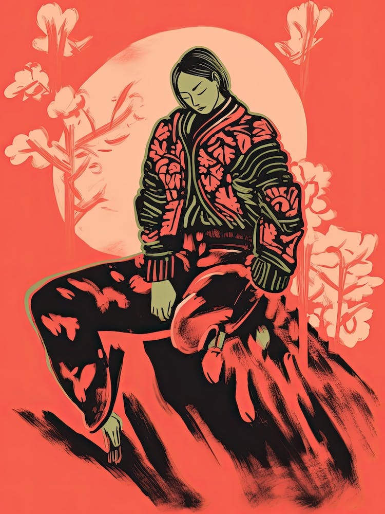 Samurai Illustration Floral 3