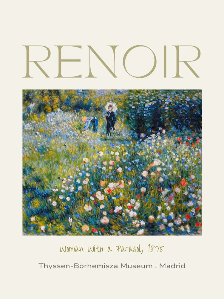 Woman With a Parasol in the Garden 1875 by Pierre Auguste Renoir - Thyssen-Bornemisza Museum, Madrid | HD Remastered Immaculate Countryside 1