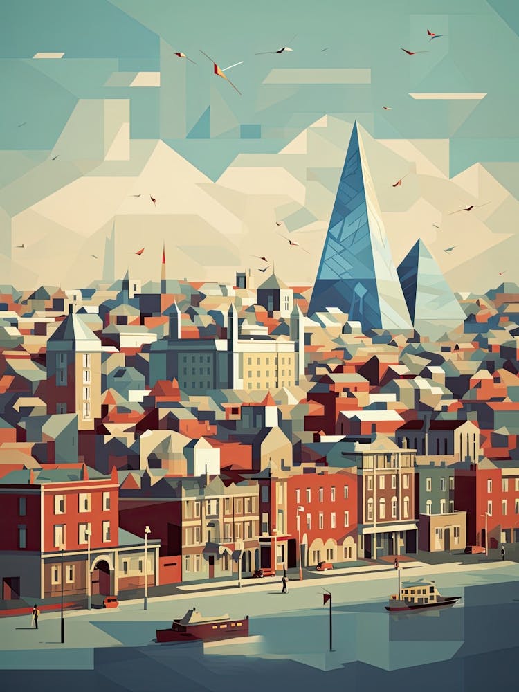 Dublin, Ireland, Geometric Illustration 3