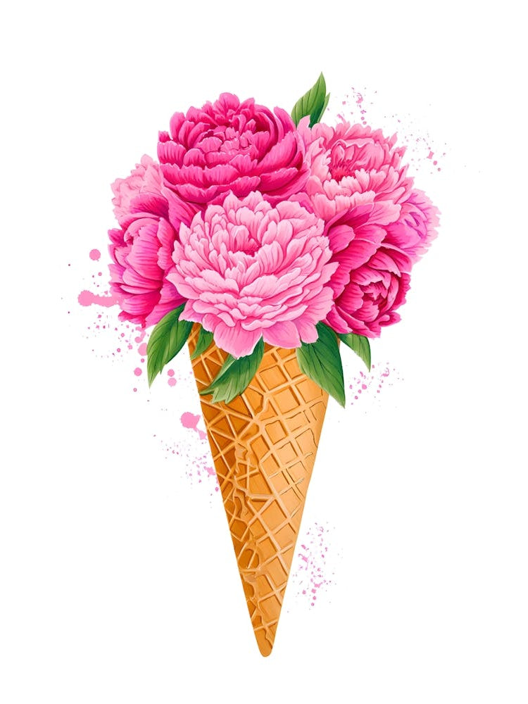 Pink Peony Ice Cream Cone: Whimsical Floral Dessert
