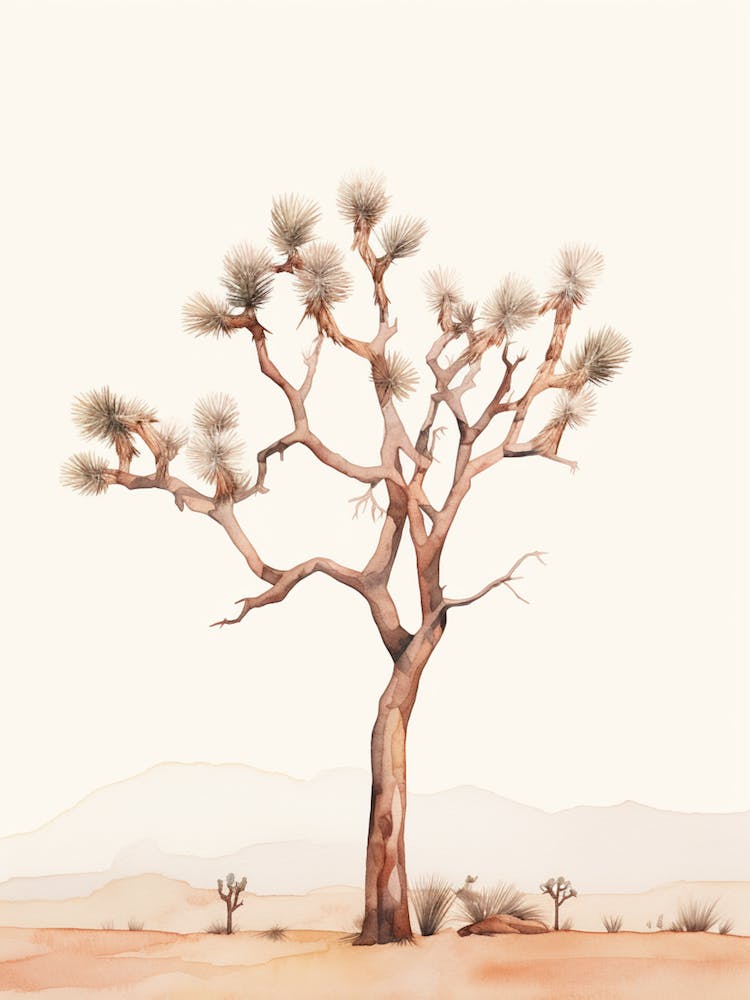  Minimalist Joshua Tree At Dusk Line Art Watercolor 3