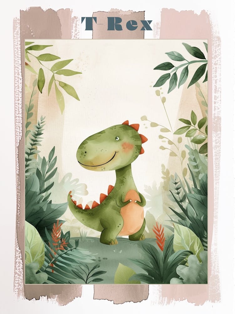 Cute T Rex Dinosaur Illustration 3 Poster