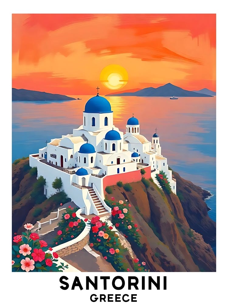 Santorini - Greece Vintage Travel Poster 31