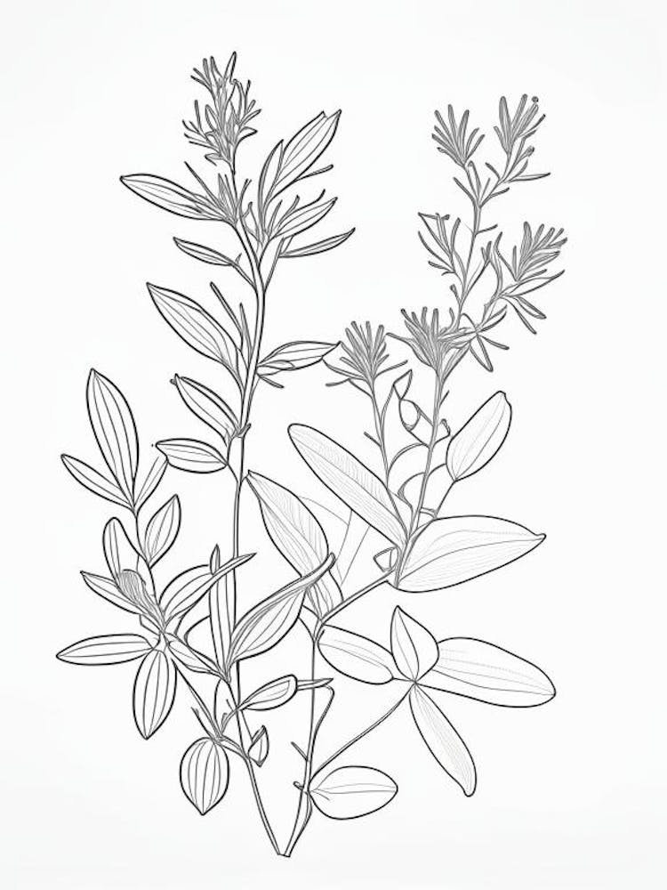 St John S Wort Herb William Morris Inspired Line Drawing 2