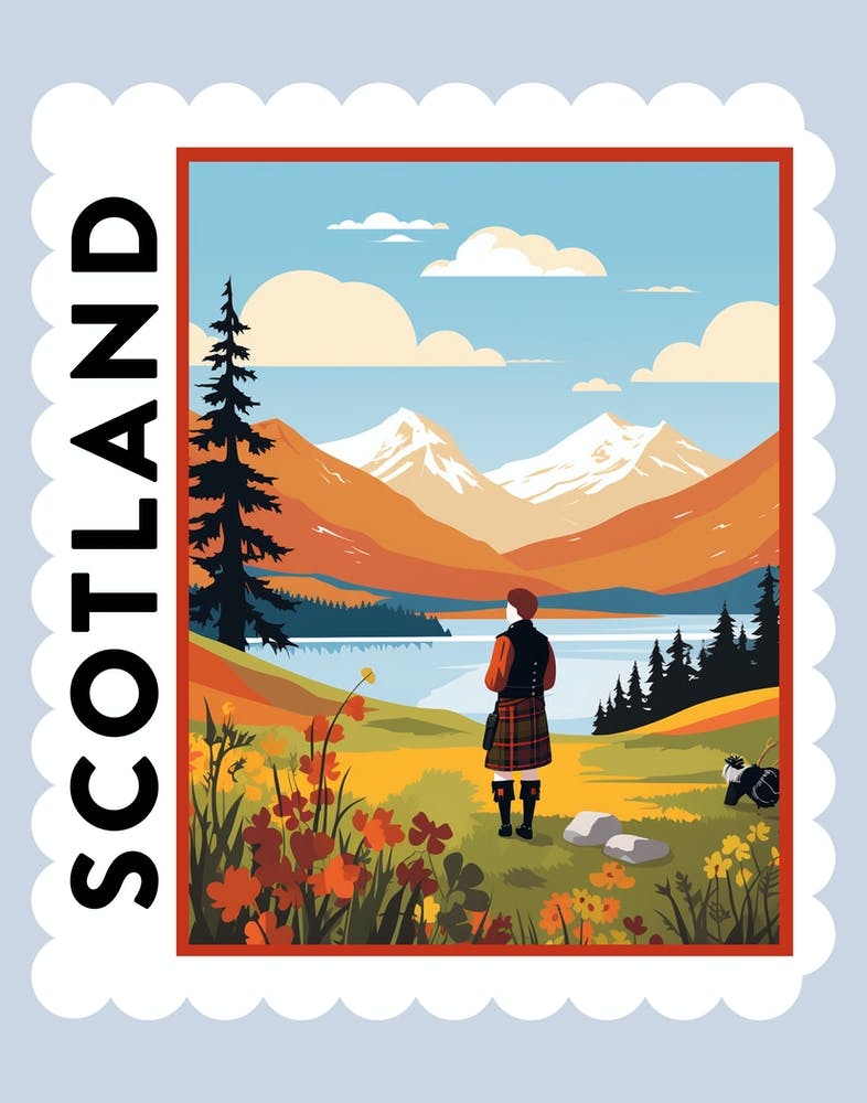 Scotland 3 Travel Stamp Poster