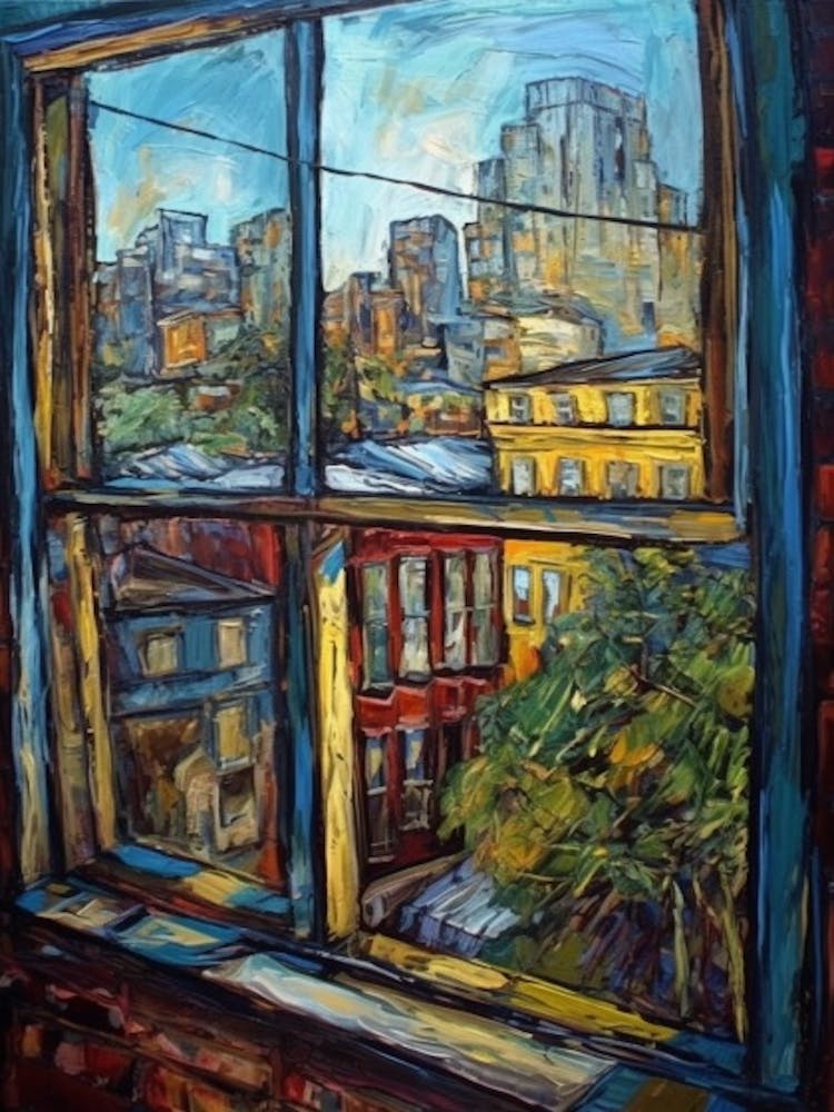 Window View Of Toronto Canada In The Style Of Expressionism 1