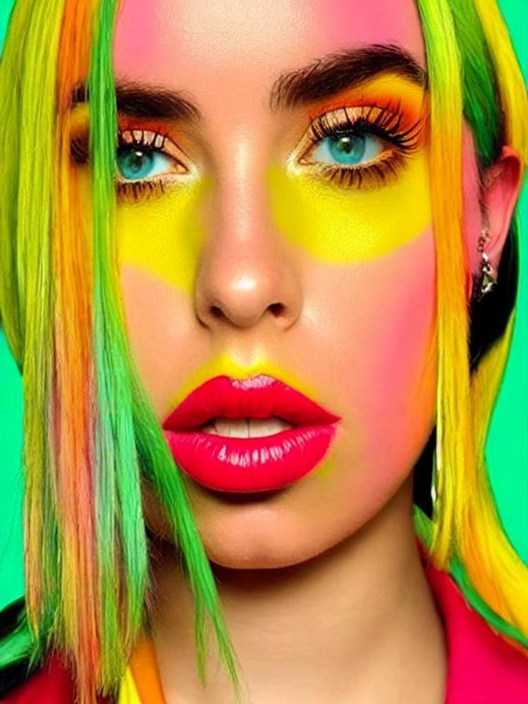 Billie Eilish Colourful Pop Art