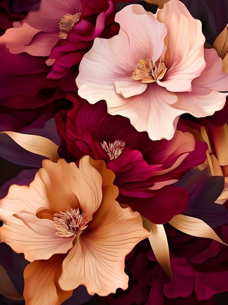 Floral Layered Abstract Create A Design Featuring Layers Of Overlapping Floral Petals In Rich Eart 2 1