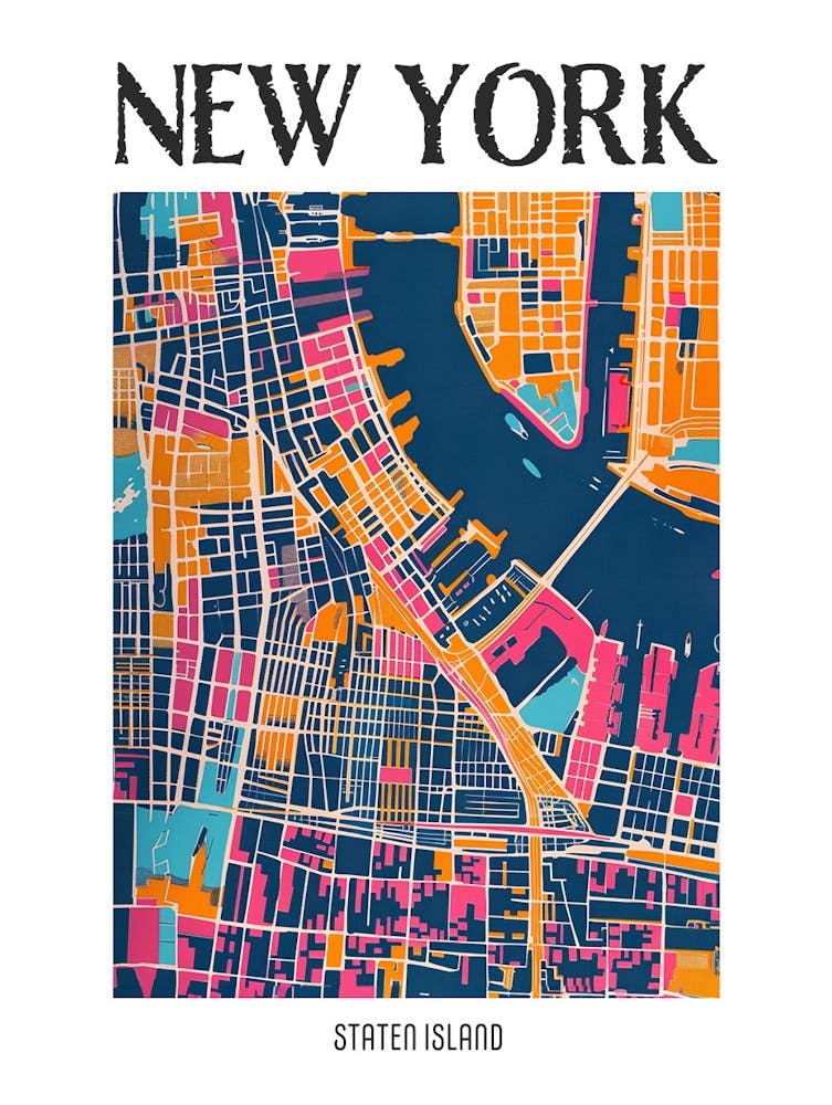 Staten Island New York Bunte Siebdruck-Illustration 3 Poster