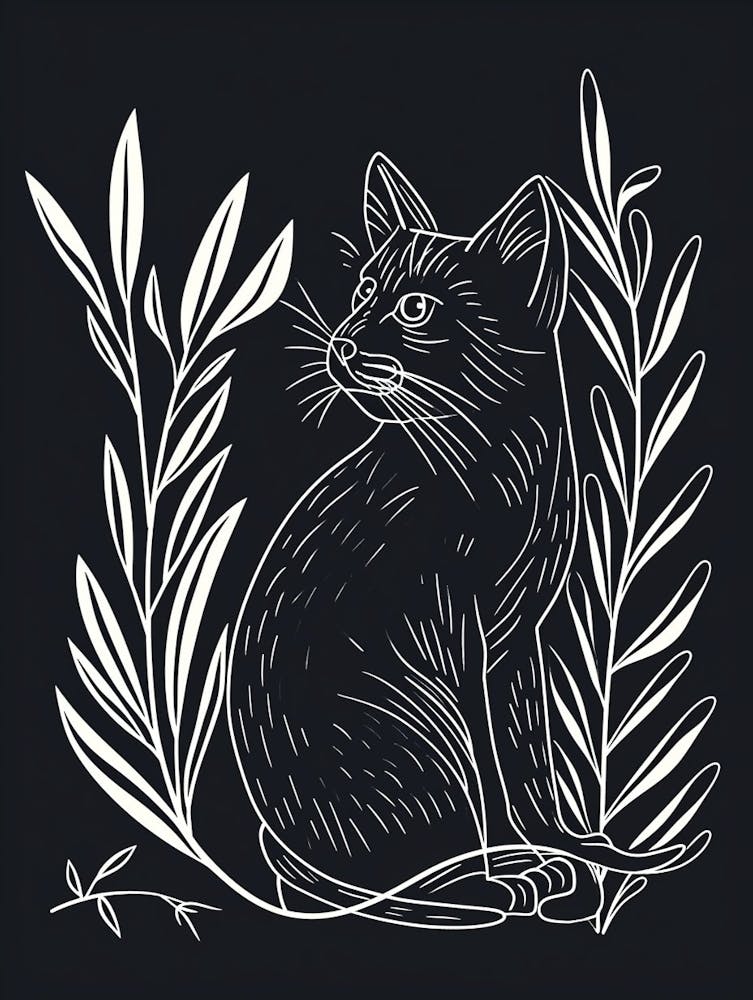 Russian Blue Cat Minimalist Illustration 2