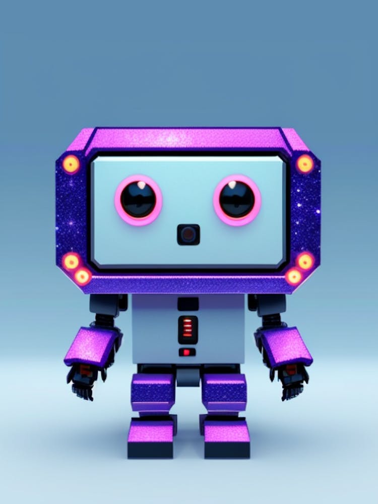 Square Turquoise Purple Robot