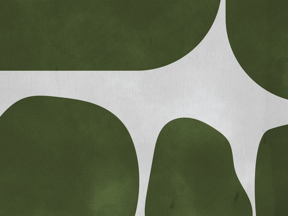 Abstract Shapes Olive Mid-century Artwork