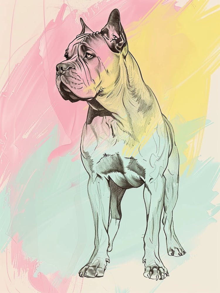 Cane Corso Hund Pastell Linien-Gemälde 2