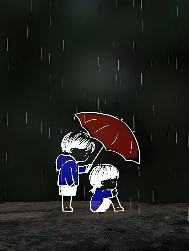 Rainy day couple