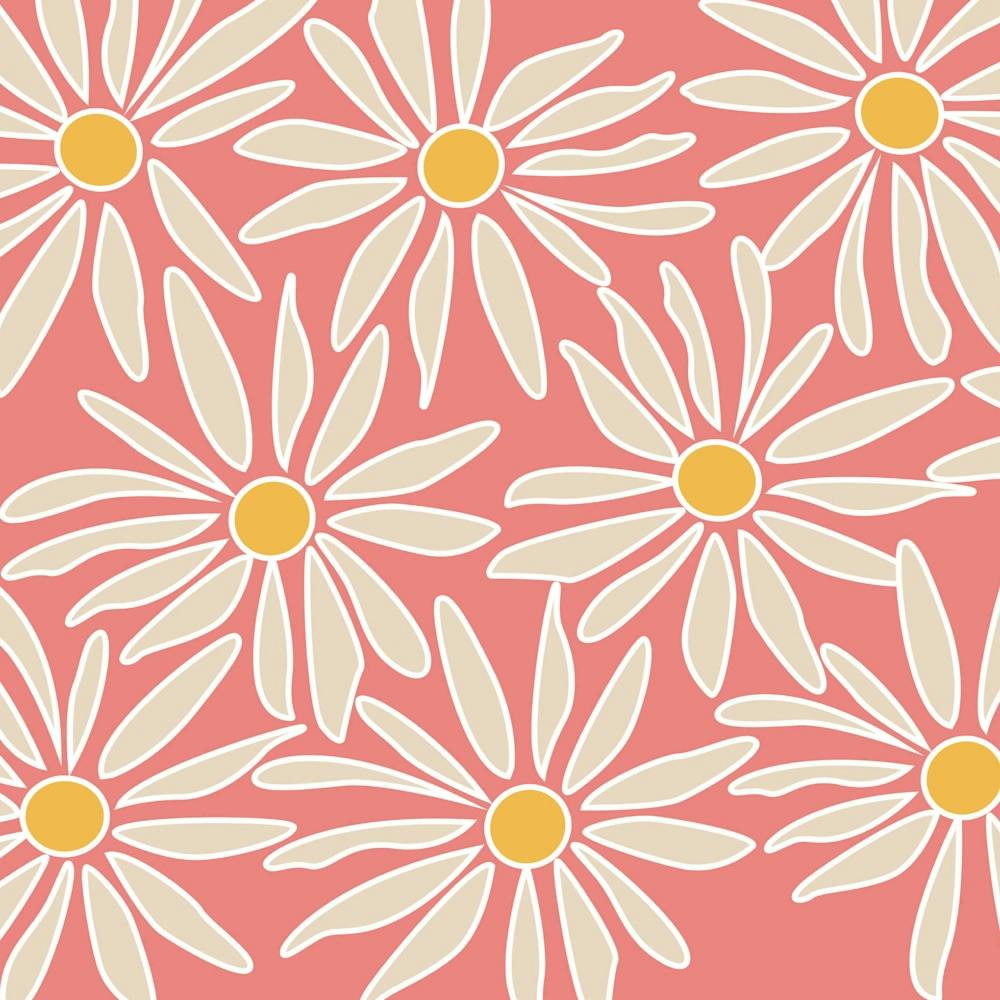 Daisies On Pink Fabric