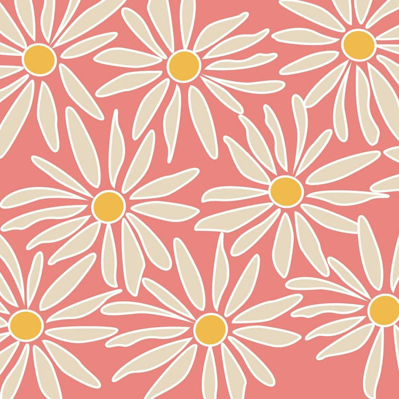 Daisies On Pink Fabric