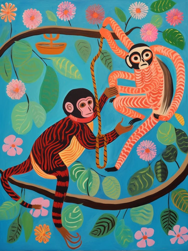 Maximalist Animal Painting Monkey