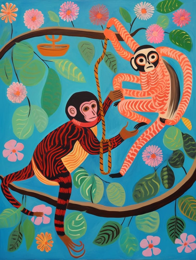 Maximalist Animal Painting Monkey