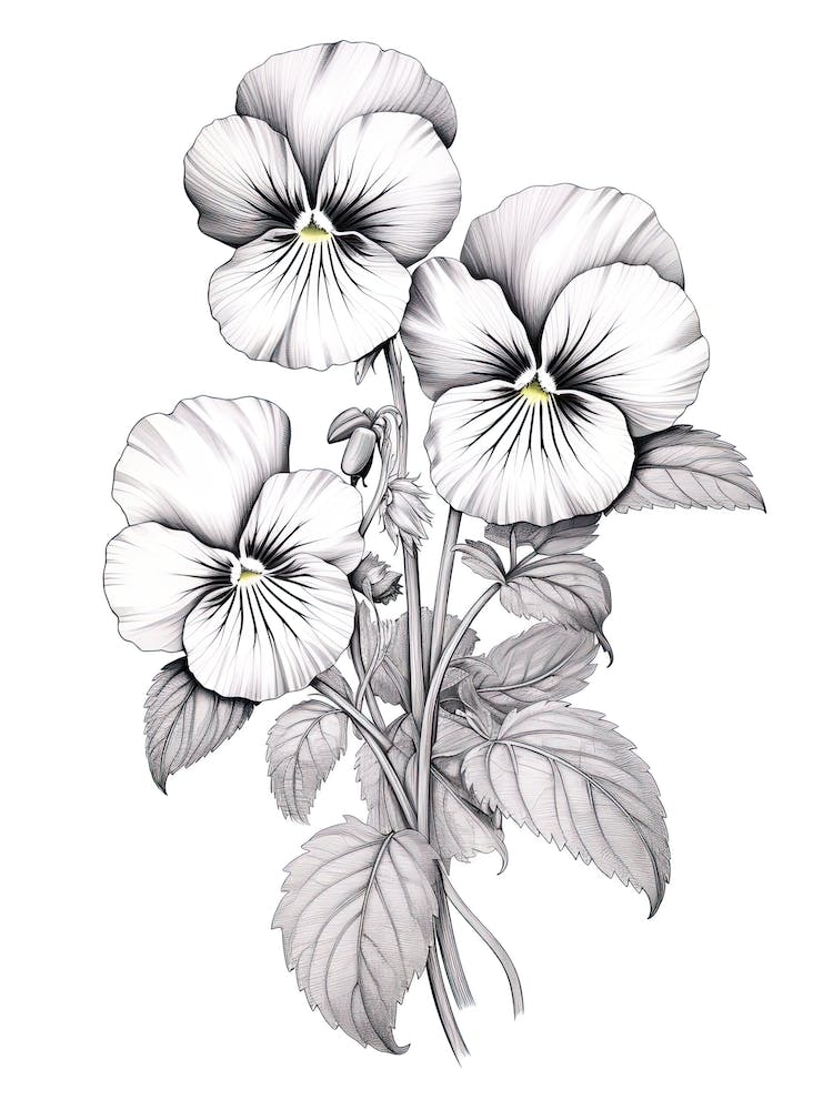 Pansies Flower Vintage Botanical 1