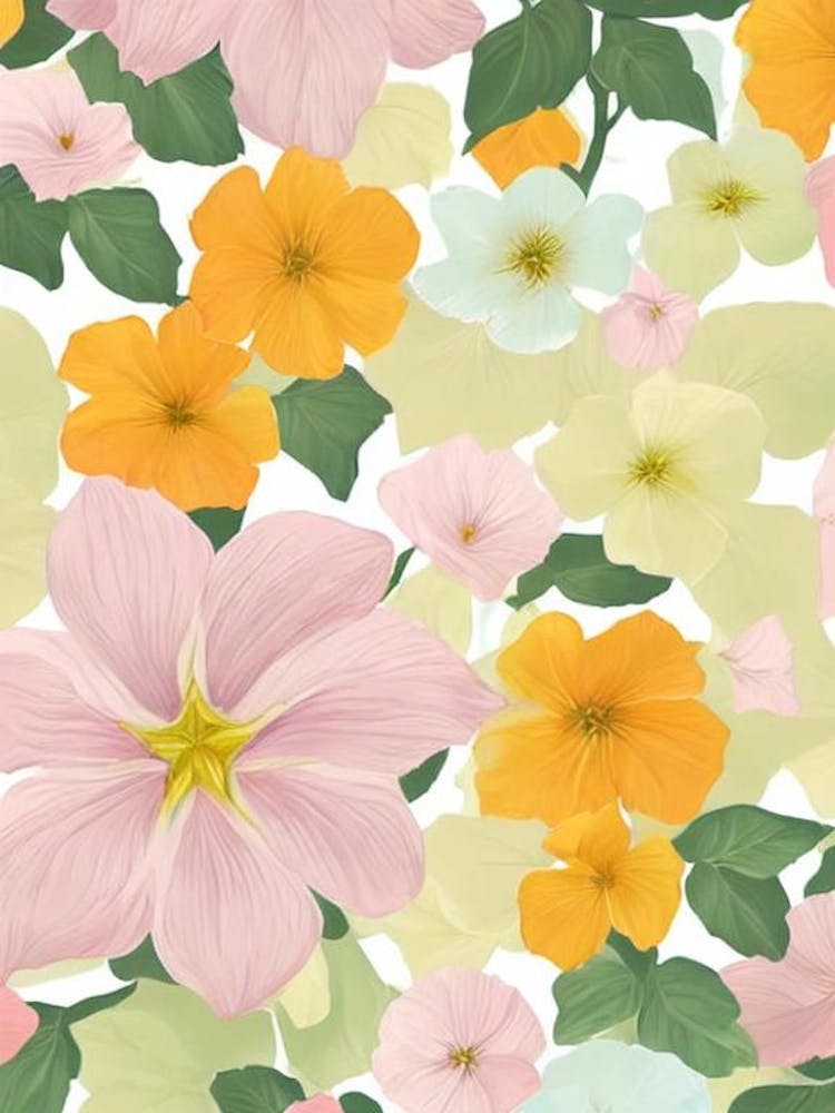 Morning Glory Pastel Floral 4 Flower