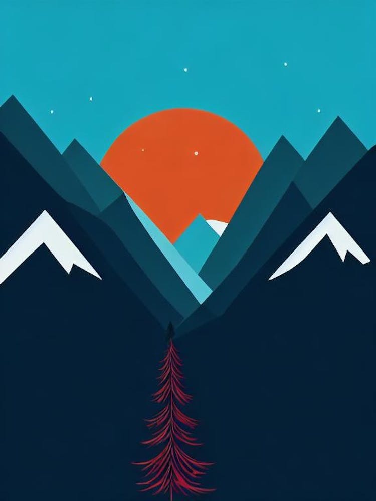 Verbier, Switzerland Modern Illustration Skiing Poster