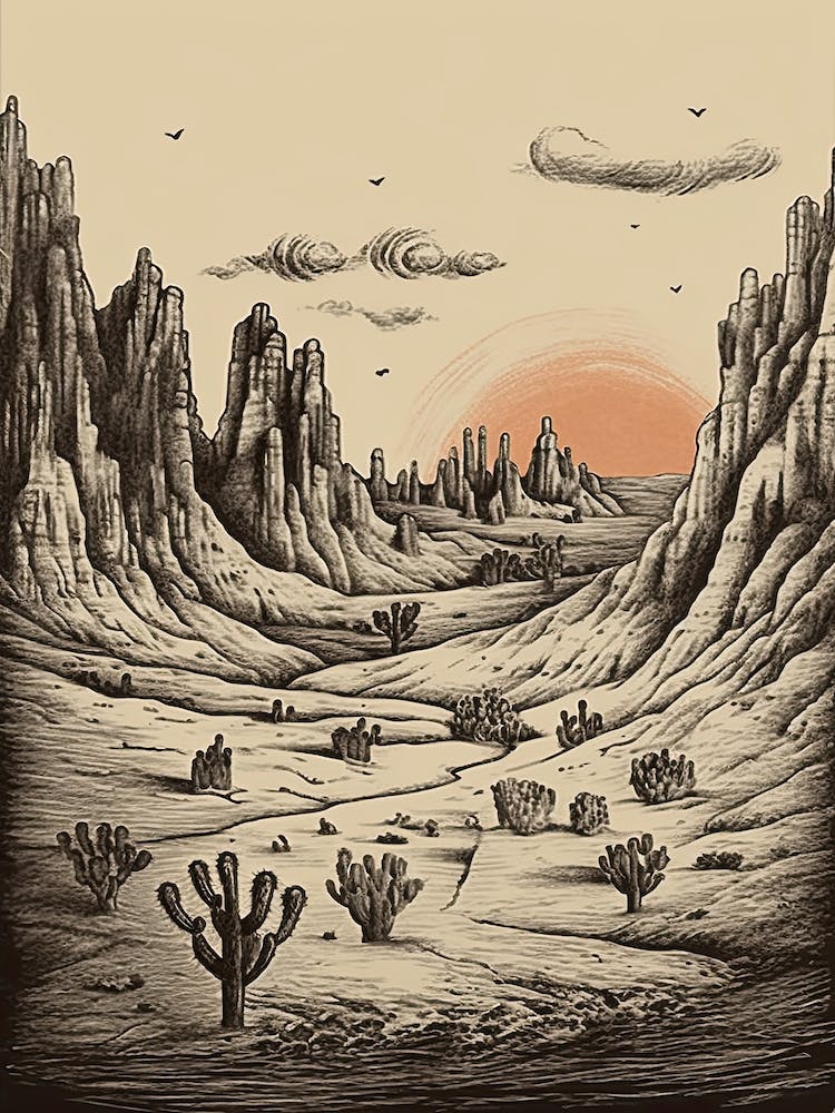 Badlands National Park Retro Illustration 2