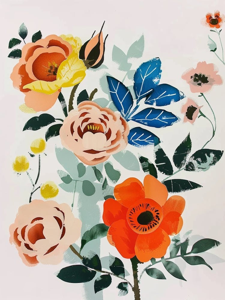 Painted Florals Rose 1