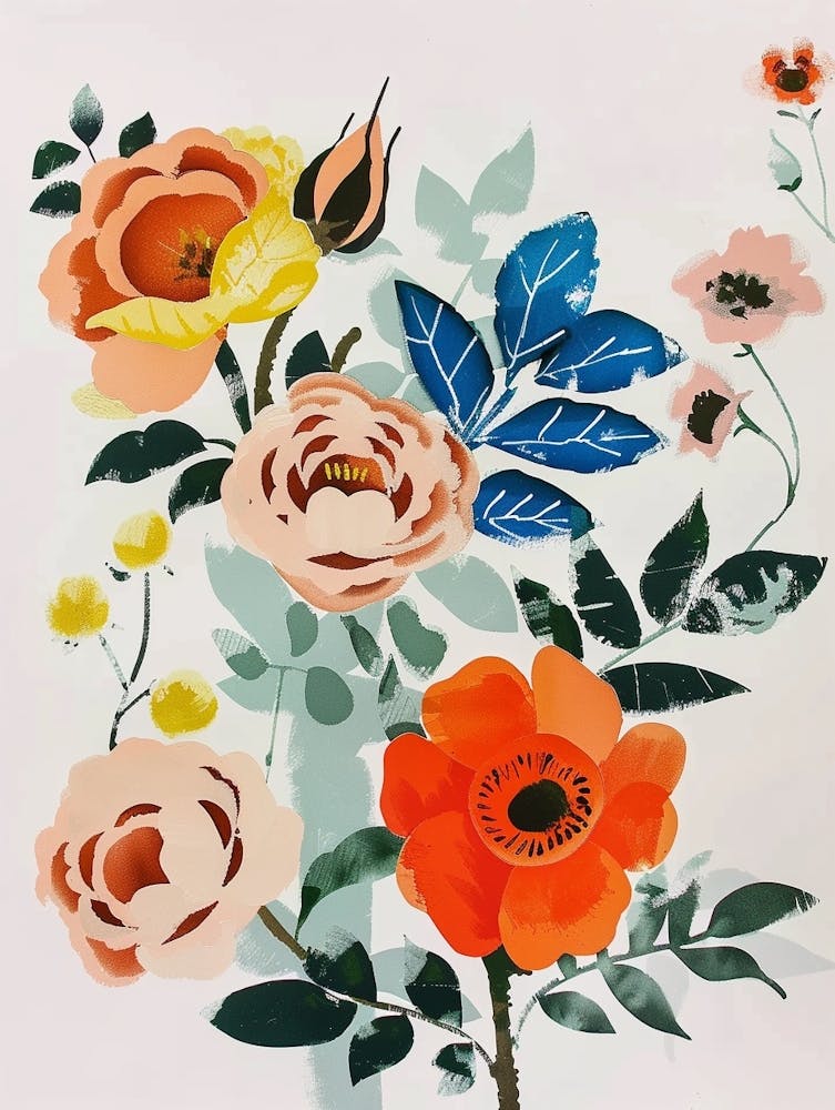 Painted Florals Rose 1