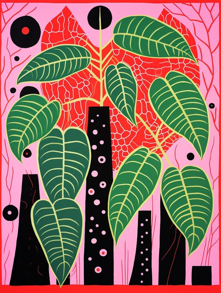 Pink And Red Plant Illustration Monstera Thai Constellation 2