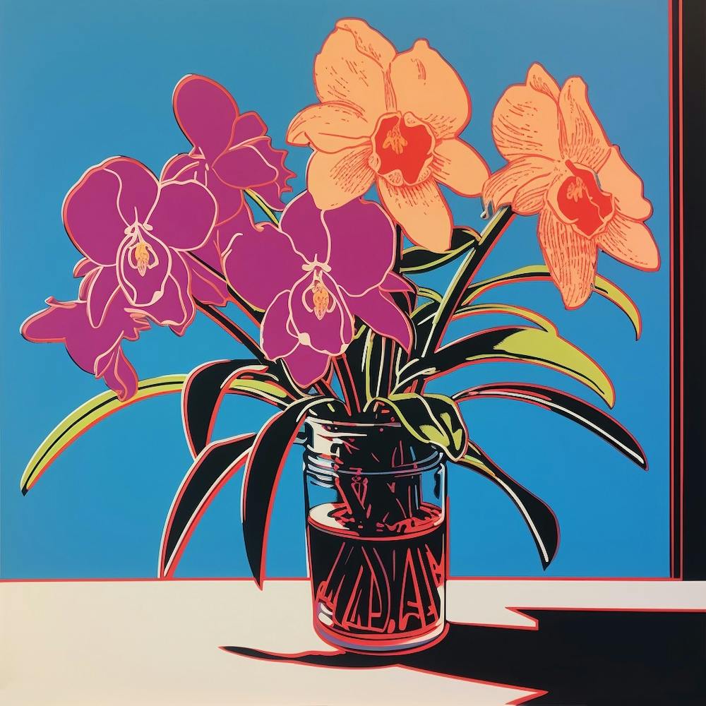 Orchid 3 Pop Art Illustration Square