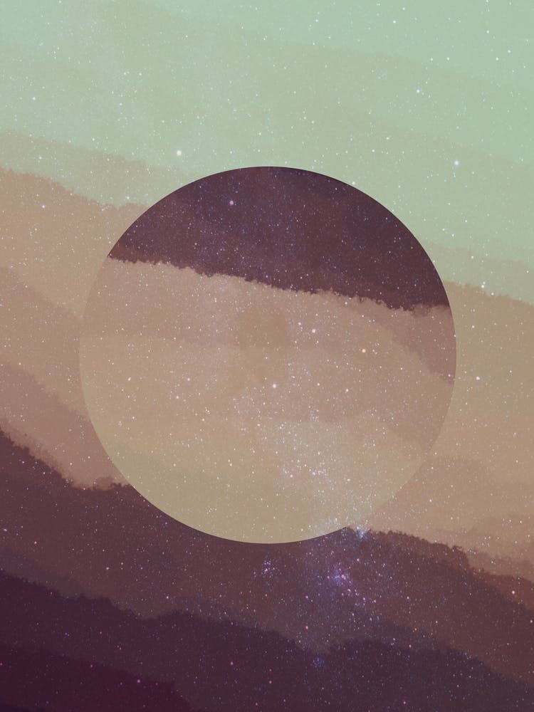 Abstract Minimal Art watercolor painting of the sky and the edge of the hill