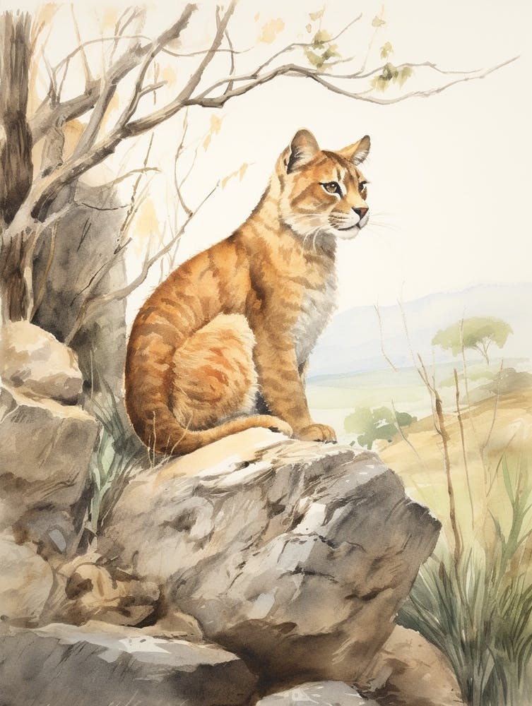 Storybook Animal Watercolour Puma 1