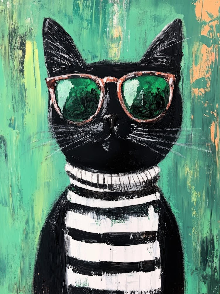 Black Cat With Sunglasses